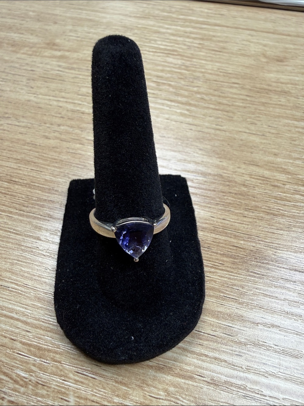 Sterling Silver Ring with Dark Purple Tanzanite Gem - size 7